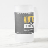 ヴィンテージオリジナルブラックレザー誕生年 フロストグラスビールジョッキ (正面右)