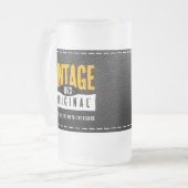 ヴィンテージオリジナルブラックレザー誕生年 フロストグラスビールジョッキ (正面左)