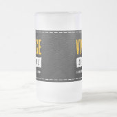 ヴィンテージオリジナルブラックレザー誕生年 フロストグラスビールジョッキ (中央)