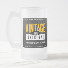 ヴィンテージオリジナルブラックレザー誕生年 フロストグラスビールジョッキ