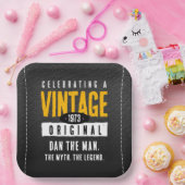 ヴィンテージオリジナルブラックレザー誕生年 ペーパープレート (パーティー)