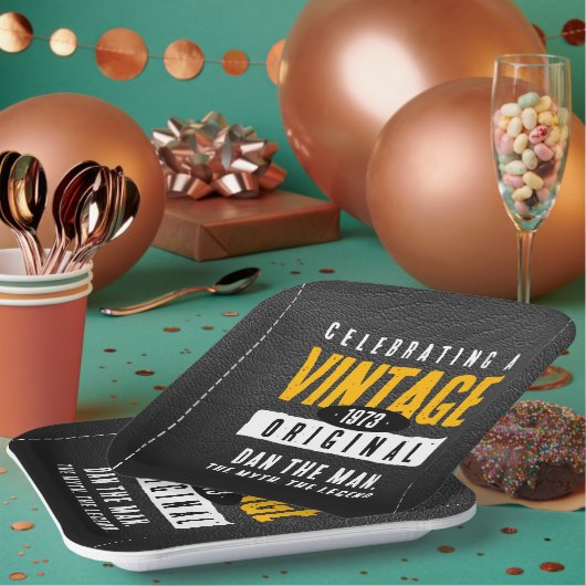 ヴィンテージオリジナルブラックレザー誕生年 ペーパープレート (複数)