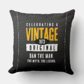 ヴィンテージオリジナルブラック金ゴールドレザー誕生年 クッション (正面)