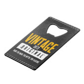 ヴィンテージオリジナルブラック&金ゴールドレザー誕生年 クレジットカード栓抜き (正面アングル)