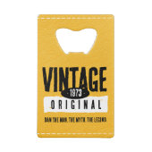 ヴィンテージオリジナルブラック&金ゴールドレザー誕生年 クレジットカード栓抜き (裏面)