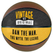 ヴィンテージオリジナルブラック&金ゴールドレザー誕生年 バスケットボール (正面)
