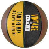 ヴィンテージオリジナルブラック&金ゴールドレザー誕生年 バスケットボール (縦)