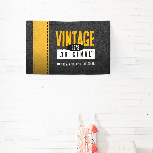 ヴィンテージオリジナルブラック&金ゴールドレザー誕生年 横断幕 (インサイチュ)