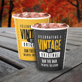 ヴィンテージオリジナルブラック&金ゴールドレザー誕生年 紙コップ