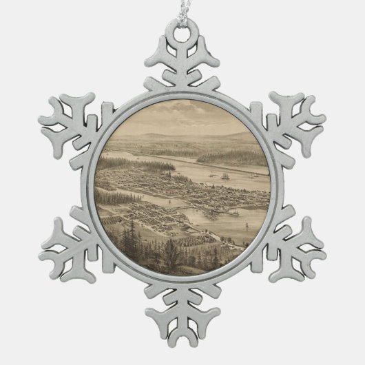 ヴィンテージオリンピアワシントンの絵図(1879) スノーフレークピューターオーナメント (正面)