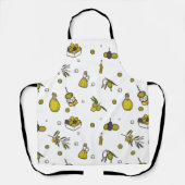 ヴィンテージオリーブオリーブブランチ&油ボトル エプロン (正面)