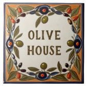 ヴィンテージオリーブカスタムハウスネームプレートプラークサイン タイル (正面)