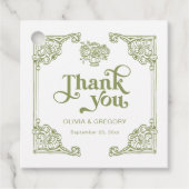 ヴィンテージオリーブグリーンアンティークフレームありがとう フェイバータグ (正面)