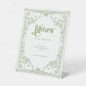 ヴィンテージオリーブグリーンアンティークフレーム結婚式の引き出物 台座サイン (正面)