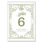 ヴィンテージオリーブグリーンアンティークフレ結婚ーム テーブルナンバー (正面)