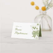 ヴィンテージオリーブグリーンチノイスリーシャンパングラス プレイスカード (正面)