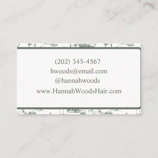 ヴィンテージオリーブグリーンハリウッドヒルズトワール 名刺 (裏面)