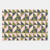 ヴィンテージオリーブグリーンピンククリスマスジオメトリックキュート ラッピングペーパーシート (正面)