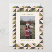 ヴィンテージオリーブグリーンピンククリスマスジオメトリックフォト シーズンカード (正面)