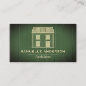 ヴィンテージオリーブグリーン素朴アーキテクト建築 名刺 (正面)