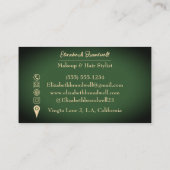 ヴィンテージオリーブグリーン&金ゴールドヘアサロンソシアル 名刺 (裏面)