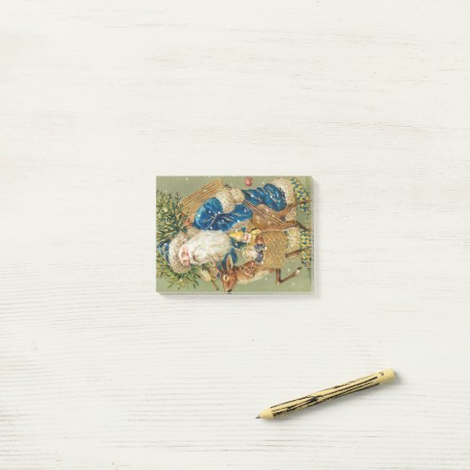 ヴィンテージオリーブサンタクロースとルドルフ ポストイット (デスク上)