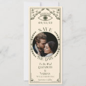 ヴィンテージオリーブタロットカード写真の保存日付 招待状 (正面)