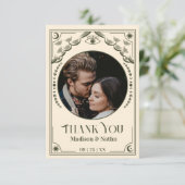 ヴィンテージオリーブタロットカード写真結婚の皆様に感謝 サンキューカード (スタンド正面)