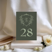 ヴィンテージオリーブフローラクレストモノグラム結婚ズ テーブルナンバー