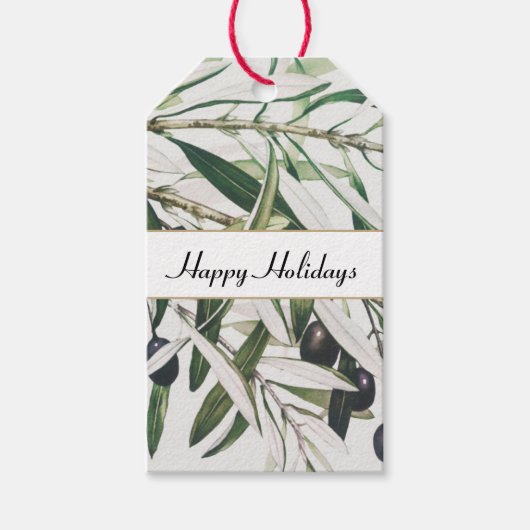 ヴィンテージオリーブブランチハッピーホリデイズ ギフトタグ (正面)
