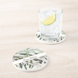 ヴィンテージオリーブブランチハッピーホリデイズ コースター