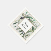 ヴィンテージオリーブブランチハッピーホリデイズ スタンダードカクテルナプキン (角)