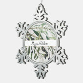 ヴィンテージオリーブブランチハッピーホリデイズ スノーフレークピューターオーナメント (右)