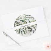 ヴィンテージオリーブブランチハッピーホリデイズ ラウンドシール (封筒)