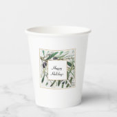 ヴィンテージオリーブブランチハッピーホリデイズ 紙コップ (正面)