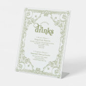 ヴィンテージオリーブ結婚グリーンの名物 台座サイン (正面)