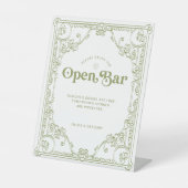 ヴィンテージオリーブ結婚グリーンバー 台座サイン (正面)