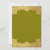 ヴィンテージオリーブ金ゴールド書道エレガントな結婚式 招待状 (裏面)
