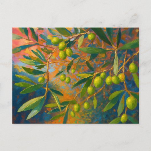 ヴィンテージオリーブ・トスカニーイタリアレトロヨーロッパ旅行 ポストカード (正面)