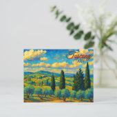 ヴィンテージオリーブ・トスカーニイタリアレトロヨーロッパ旅行 ポストカード (スタンド正面)