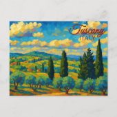 ヴィンテージオリーブ・トスカーニイタリアレトロヨーロッパ旅行 ポストカード (正面)