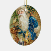 ヴィンテージオリーブSanta ClausとRudolphセラミックO セラミックオーナメント (右)