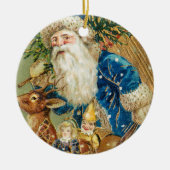 ヴィンテージオリーブSanta ClausとRudolphセラミックO セラミックオーナメント (正面)