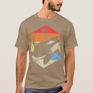 ヴィンテージオルカアートホエールラブレトロシーアニマル Tシャツ