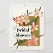 ヴィンテージオレアンダー結婚フローラブライダルシャワー 招待状 (正面)