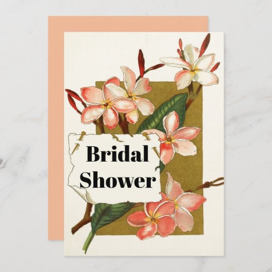 ヴィンテージオレアンダー結婚フローラブライダルシャワー 招待状 (正面/裏面)