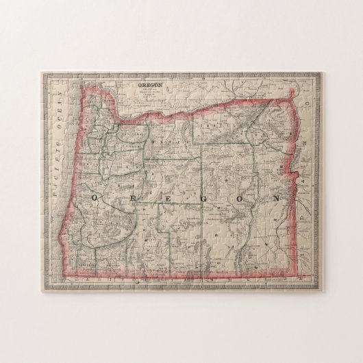 ヴィンテージオレゴンの地図(1883) ジグソーパズル (横)