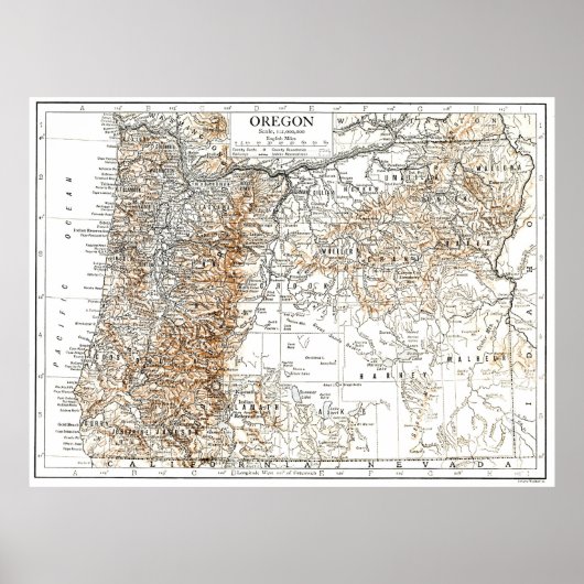 ヴィンテージオレゴンの地図（1911年） 2 ポスター (正面)