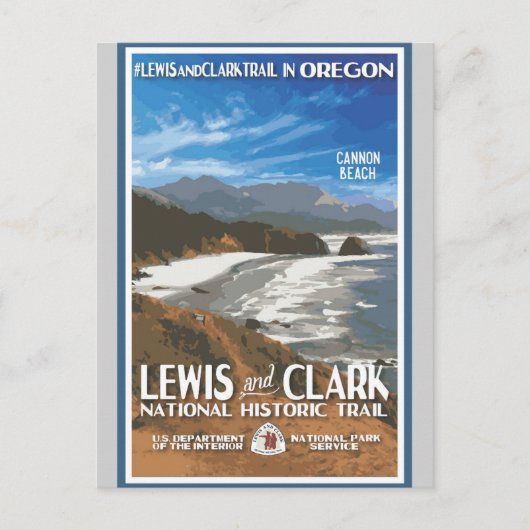 ヴィンテージオレゴンキャノンビーチ国立公園トラベル ポストカード (正面)