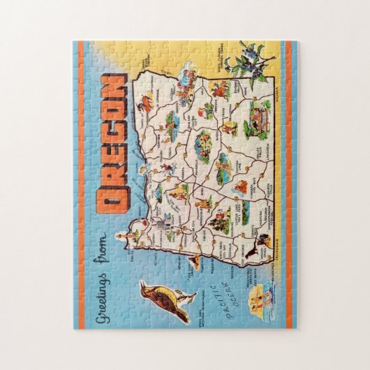 ヴィンテージオレゴン地図ジグソーパズル ジグソーパズル (縦)